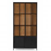 Vitrine 2 Portes Yalta Bois Métal Noir