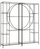 Etagère 2 Parties Cercle Métal Noir Verre