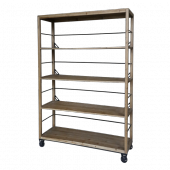 Etagère 4 Niveaux sur Roues Bois Naturel