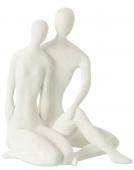 Statue Couple Assis Moderne Mat Blanc