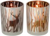 Photophore Cerf Marron Doré x2