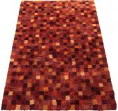 Tapis Carreaux Laine Bordeaux Orange 300x200