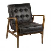 Fauteuil Champart Chêne Cuir Noir