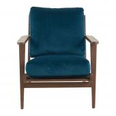 Fauteuil Jules Velours Bleu Nuit Blanc d'Ivoire