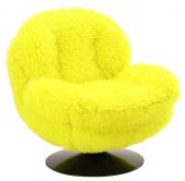 Fauteuil Memento Fausse Fourrure Poils Longs Jaune Athezza