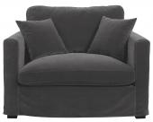 Fauteuil Angie Velours Gris Foncé Blanc d'Ivoire