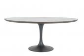 Table à Manger Ovale Tulipe Marbre Blanc 180cm