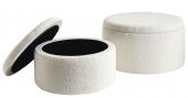Pouf Rila x2 Bouclette Crème Blanc d'Ivoire