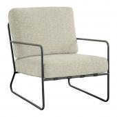 Fauteuil Gaspard Velours de Jacquard Sable Blanc d'Ivoire