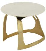 Bout de Canapé Marbre Blanc Aluminium Doré PM