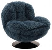 Fauteuil Memento Fausse Fourrure Poils Longs Bleu Athezza