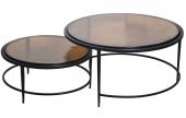 Tables Basses Gigognes Igloo Verre Fumé Métal Noir