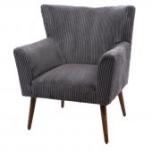 Fauteuil Velours Gris Grosse Côte Olaf