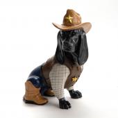 Statue Chien Basset Cowboy Amadeus