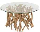 Table Basse Ronde Branches de Teck Naturel