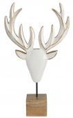 Deco Cerf Bois Blanc Doré H39cm