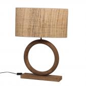 Lampe Cercle Bois Abat-Jour Ovale