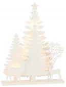 Déco Noël Led Arbres Cerfs Bois Blanc 45cm