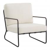 Fauteuil Gaspard Métal Bouclette Crème Blanc d'Ivoire