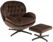 Fauteuil Relax + Repose Pieds Velours Marron