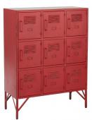 Armoire 9 Portes Indus Métal Rouge Vintage