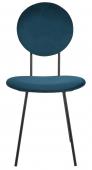 Chaise Colette Velours Bleu Nuit Blanc d'Ivoire