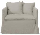 Fauteuil Gabriel Lin Mélangé Gris Clair Blanc d'Ivoire