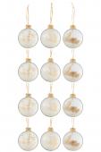 12 Boules de Noël Verre Fleurs Séchées Naturelles