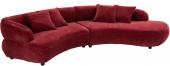 Canapé Contemporain 4/5 Places Velours Bordeaux