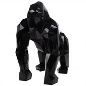 Statue Gorille Origami Noir Brillant 140cm (Outdoor)