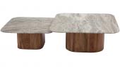 S/2 Tables Basses Carmel Marbre Bois