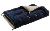 Futon Matteo Velours / Lin Bleu de Minuit 180x80 Blanc d'Ivoire