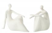 S/2 Statues Femmes Assises Moderne Blanc Mat
