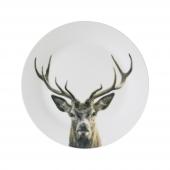 6 Assiettes Plates Cerf Elaphe Porcelaine