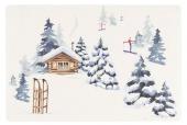12 Sets de Table Chalet Blanc Bleu Comptoir de Famille