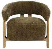 Fauteuil Taijo Velours Kaki Frêne Naturel