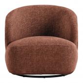Fauteuil Lisette Jacquard de Velours Bois de Rose Pivotant Blanc d'Ivoire