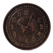 Horloge Monde Métal Marron Vieilli