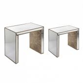 S/2 Tables Gigognes Bois Miroir Coté Table