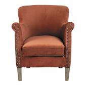 Fauteuil Claude Velours Orange Brûlée Blanc d'Ivoire