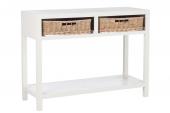 Console Bois Blanc Paniers Osier Jolipa