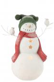 Bonhomme de Neige Led Oiseaux Rouge Vert H50cm