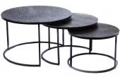 S/3 Tables Basses Rondes Gigognes Etain