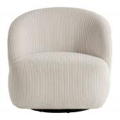 Fauteuil Lisette Velours Côtelé Crème Pivotant