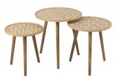 S/3 Tables Gigognes Rotin Naturel Motifs