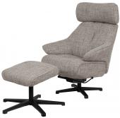 Fauteuil Oslo Tissu Taupe + Repose Pieds