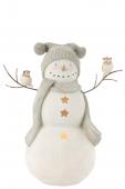 Bonhomme de Neige Led Oiseaux Gris Blanc H50cm