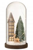 Cloche Haute Led Maison Sapin Cerf