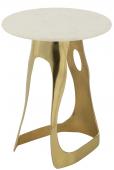 Bout de Canapé Marbre Blanc Aluminium Doré GM