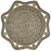 Tapis Kishi Jute Blanc/Noir Blanc d'Ivoire ø200cm